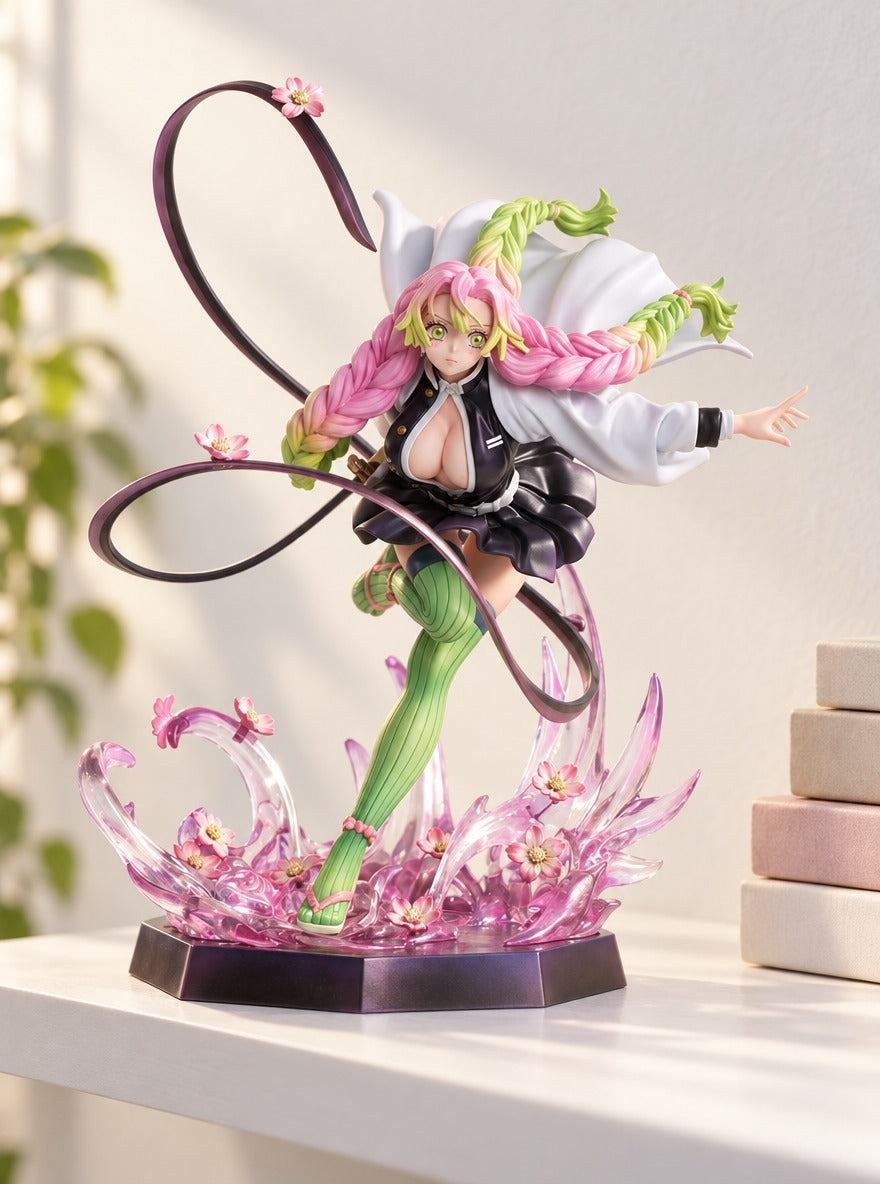 Mitsuri Kanroji Love Pillar Figure – on a display shelf | Demon Slayer