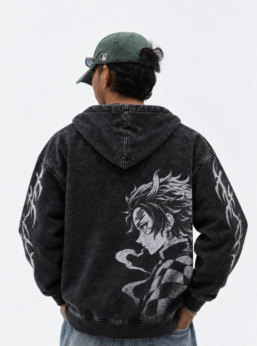 Tanjiro Resolve – Hoodie – model shot | Demon Slayer