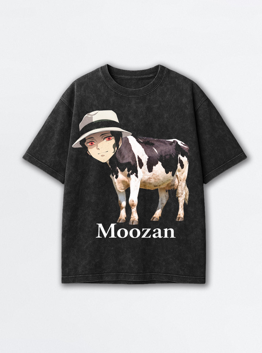 Moozan – Black Acid Wash Tee – mockup | Demon Slayer