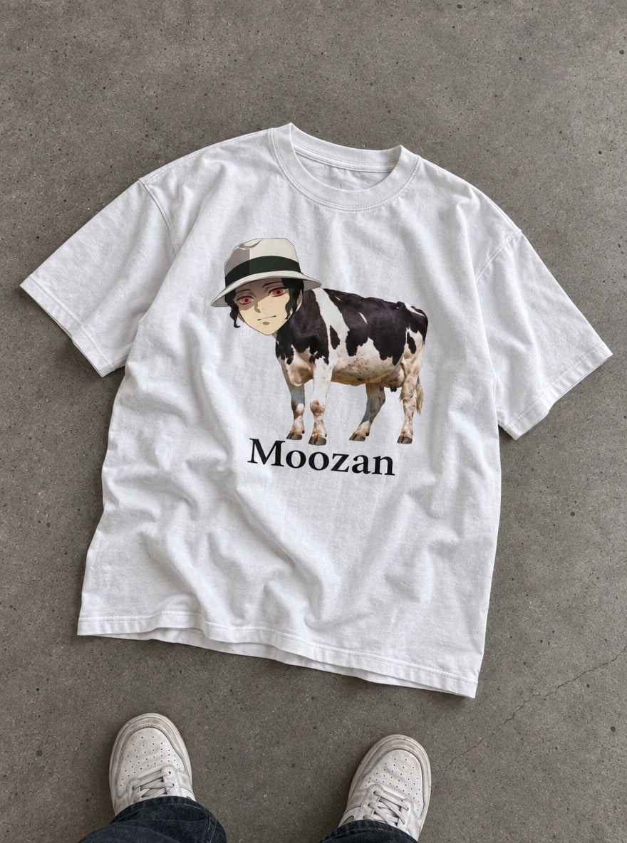 Moozan – White Tee – flat-lay | Demon Slayer