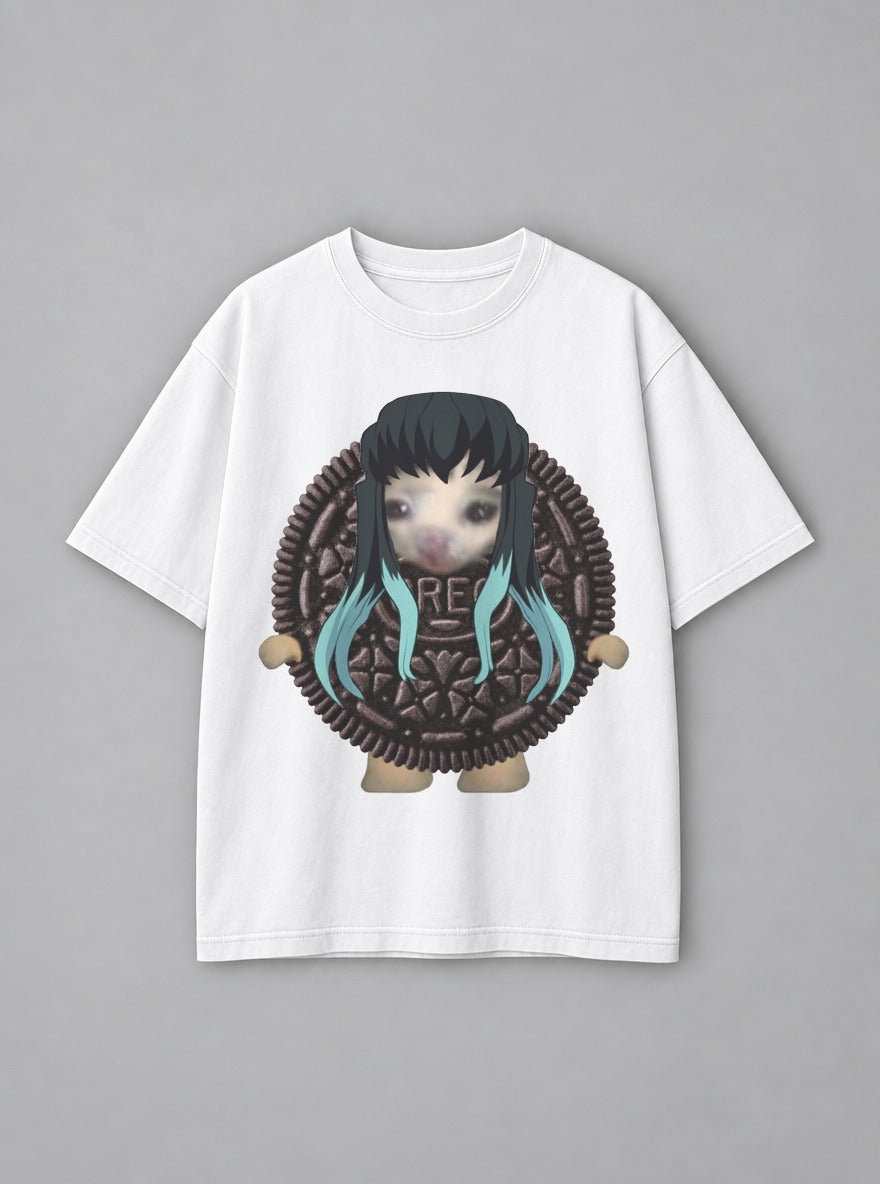 Muichiro Oreo Cat – White Tee – mockup | Demon Slayer