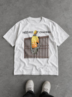 Nezuko Channn – White Tee – flat-lay | Demon Slayer