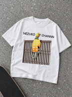 Nezuko Channn – White Tee – flat-lay | Demon Slayer