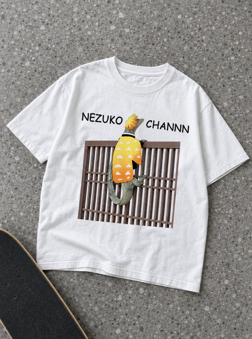 Nezuko Channn – White Tee – flat-lay | Demon Slayer