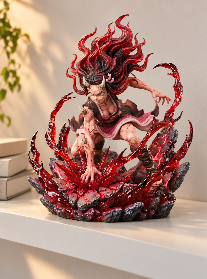 Nezuko Demon Form Figure – on a display shelf | Demon Slayer