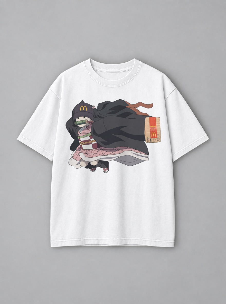 Nezuko Takeout – White Tee – mockup | Demon Slayer