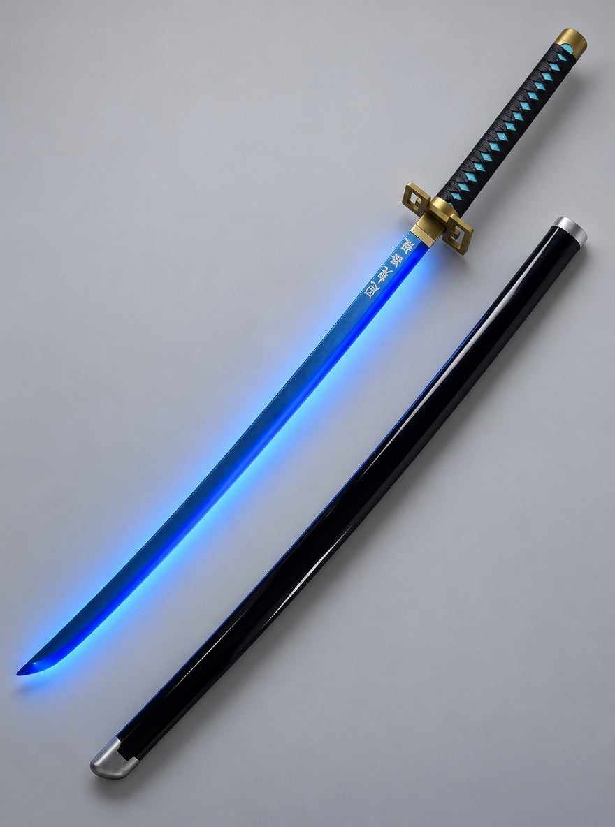 Nichirin LED Light-Up Katana – Muichiro – Blue – with scabbard | Demon Slayer