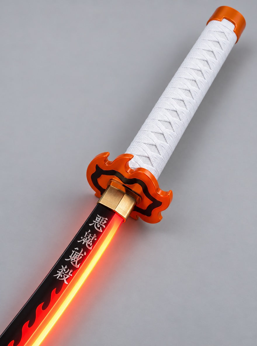 Nichirin LED Light-Up Katana – All designs – hand guard close-up | Demon Slayer