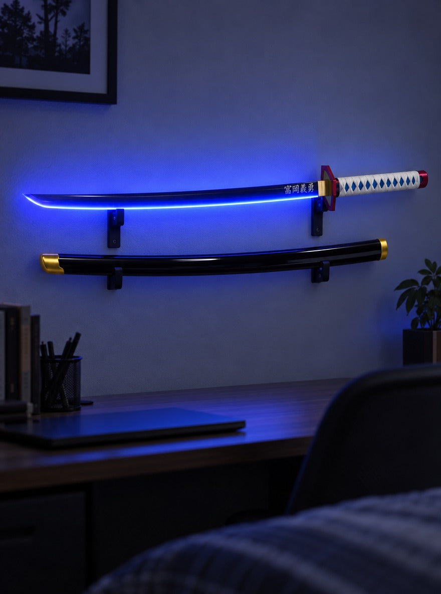 Nichirin LED Light-Up Katana – All designs – on a wall mount | Demon Slayer