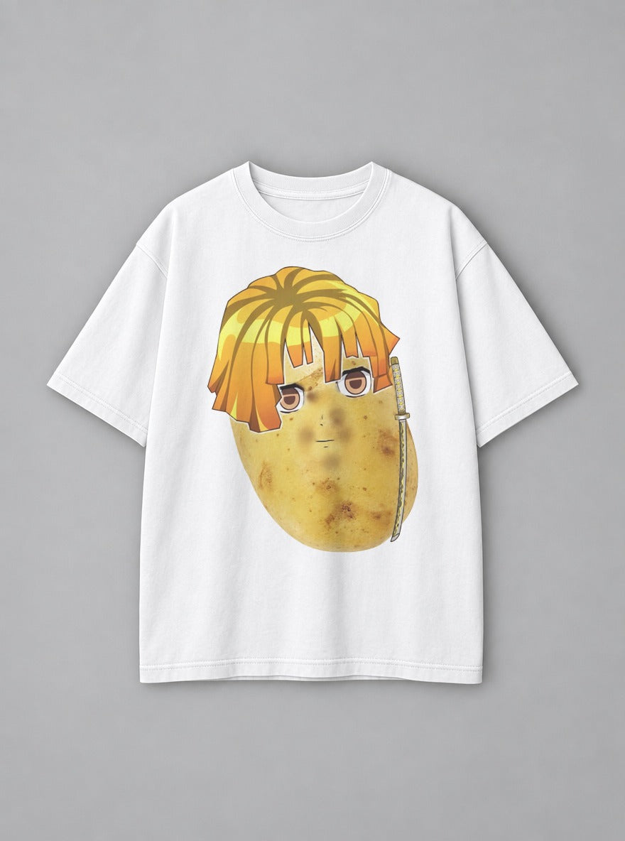 Potato Zenitsu – White Tee – mockup | Demon Slayer