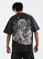 Sanemi Scars – Black T-Shirt – model shot | Demon Slayer