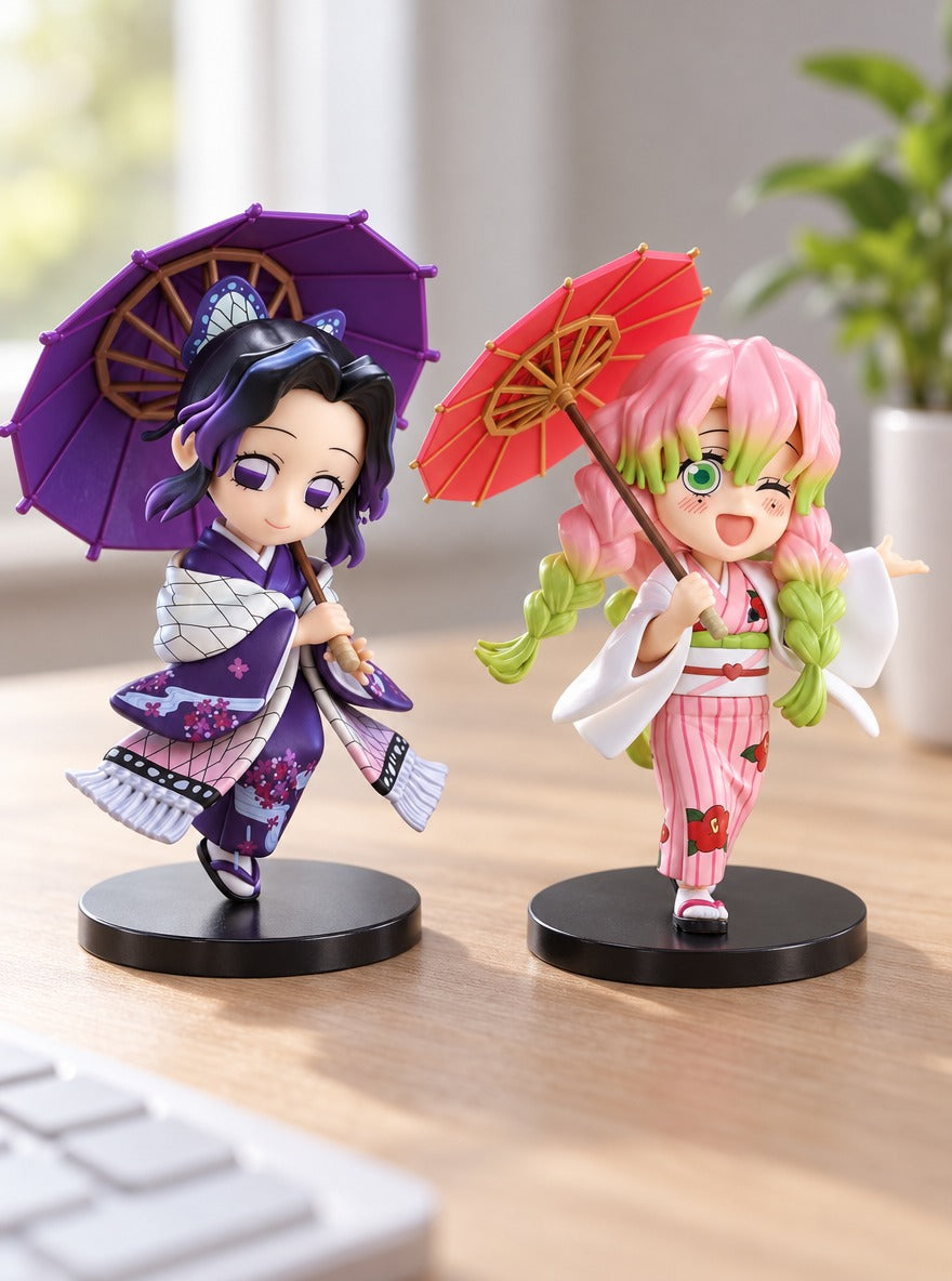 Rainy Day Parasol Mini Figure – All designs – on a desk | Demon Slayer
