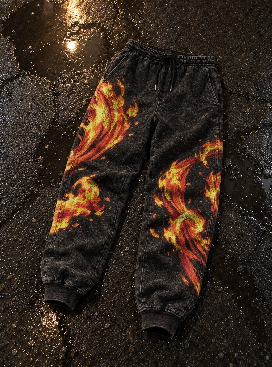 Flame Breathing Joggers – Flame Breathing Joggers – flat-lay | Demon Slayer
