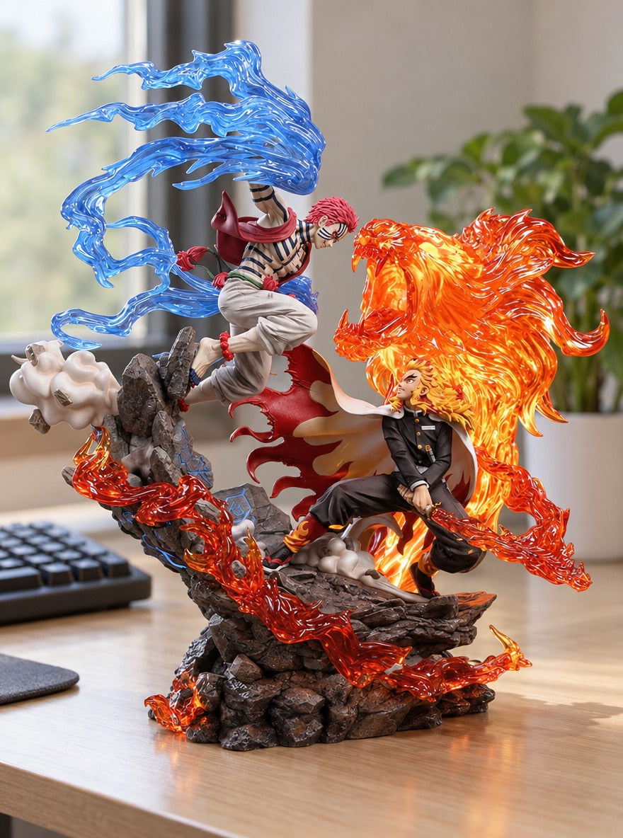 Rengoku vs Akaza Diorama Figure – on a desk | Demon Slayer