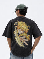 Zenitsu Godspeed – Black T-Shirt – model shot | Demon Slayer