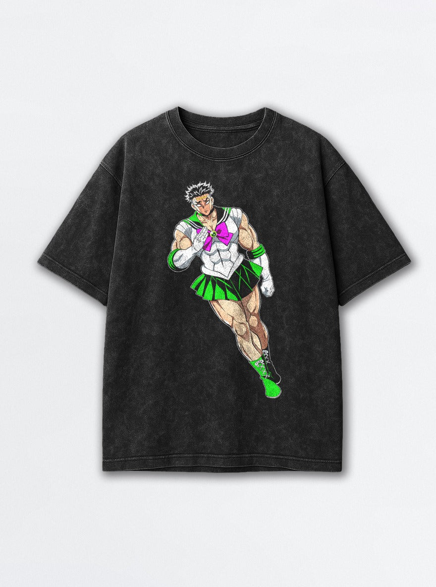 Sailor Sanemi – Black Acid Wash Tee – mockup | Demon Slayer