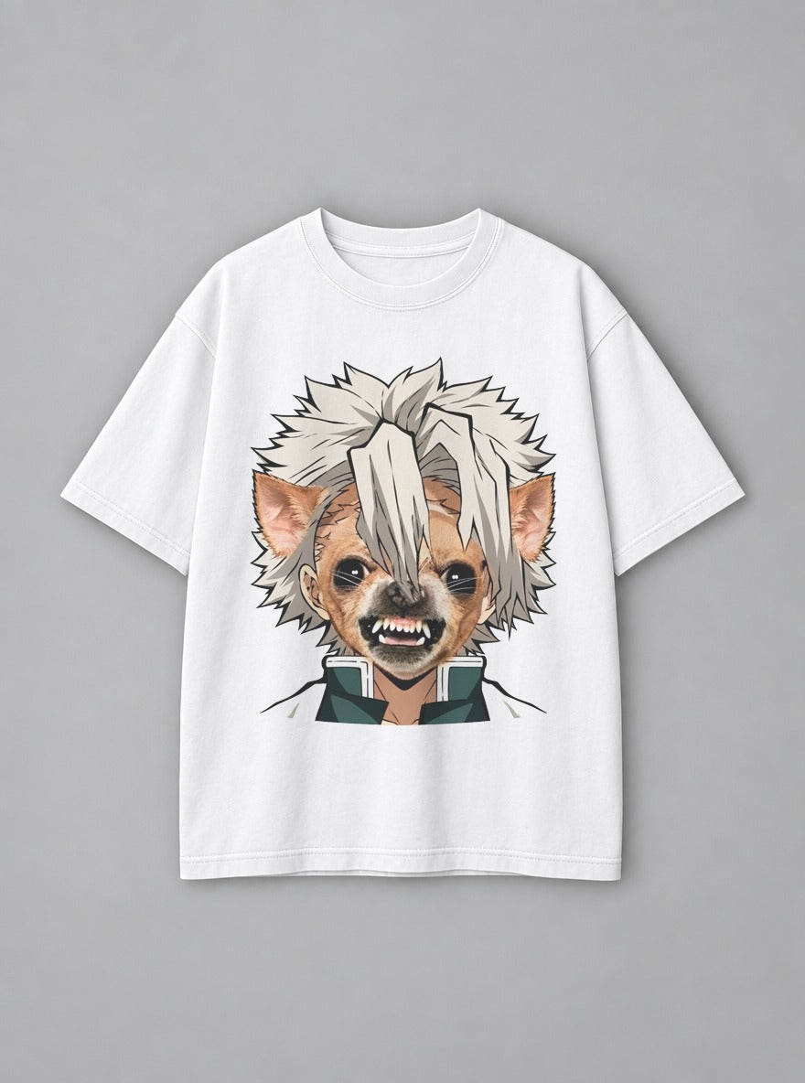 Sanemi Chihuahua – White Tee – mockup | Demon Slayer