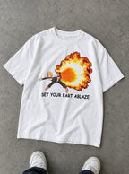 Set Your Fart Ablaze – White Tee – flat-lay | Demon Slayer