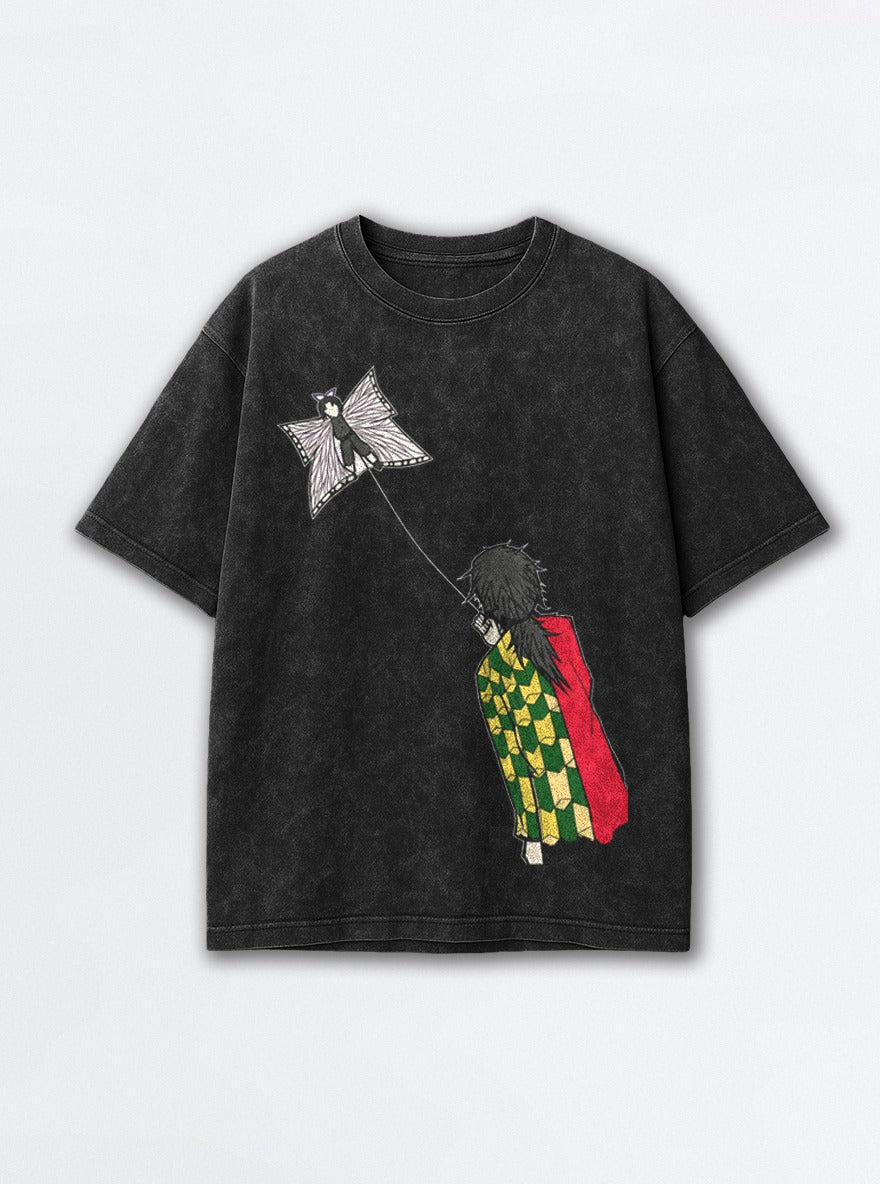 Shinobu Kite – Black Acid Wash Tee – mockup | Demon Slayer
