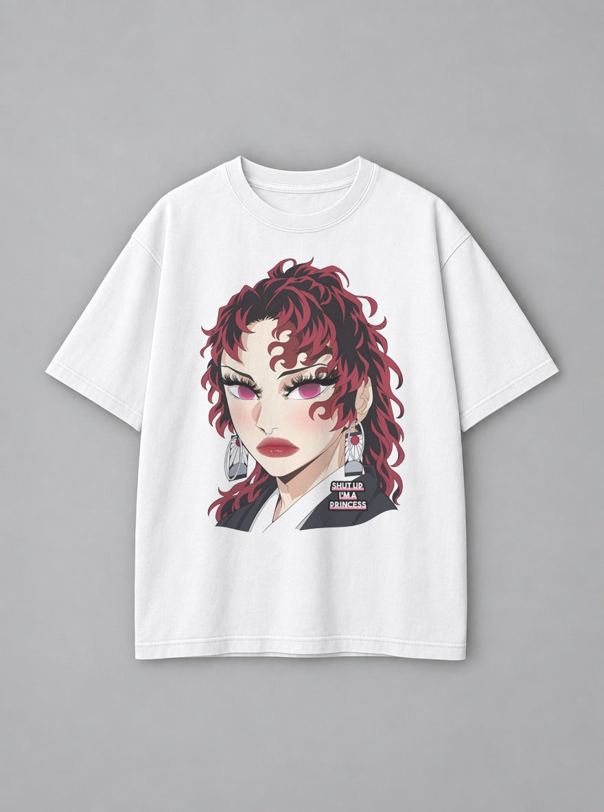 Shut Up I'm a Princess – White Tee – mockup | Demon Slayer
