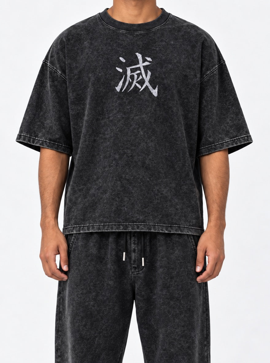 Slayer Mark – Black T-Shirt – model shot | Demon Slayer