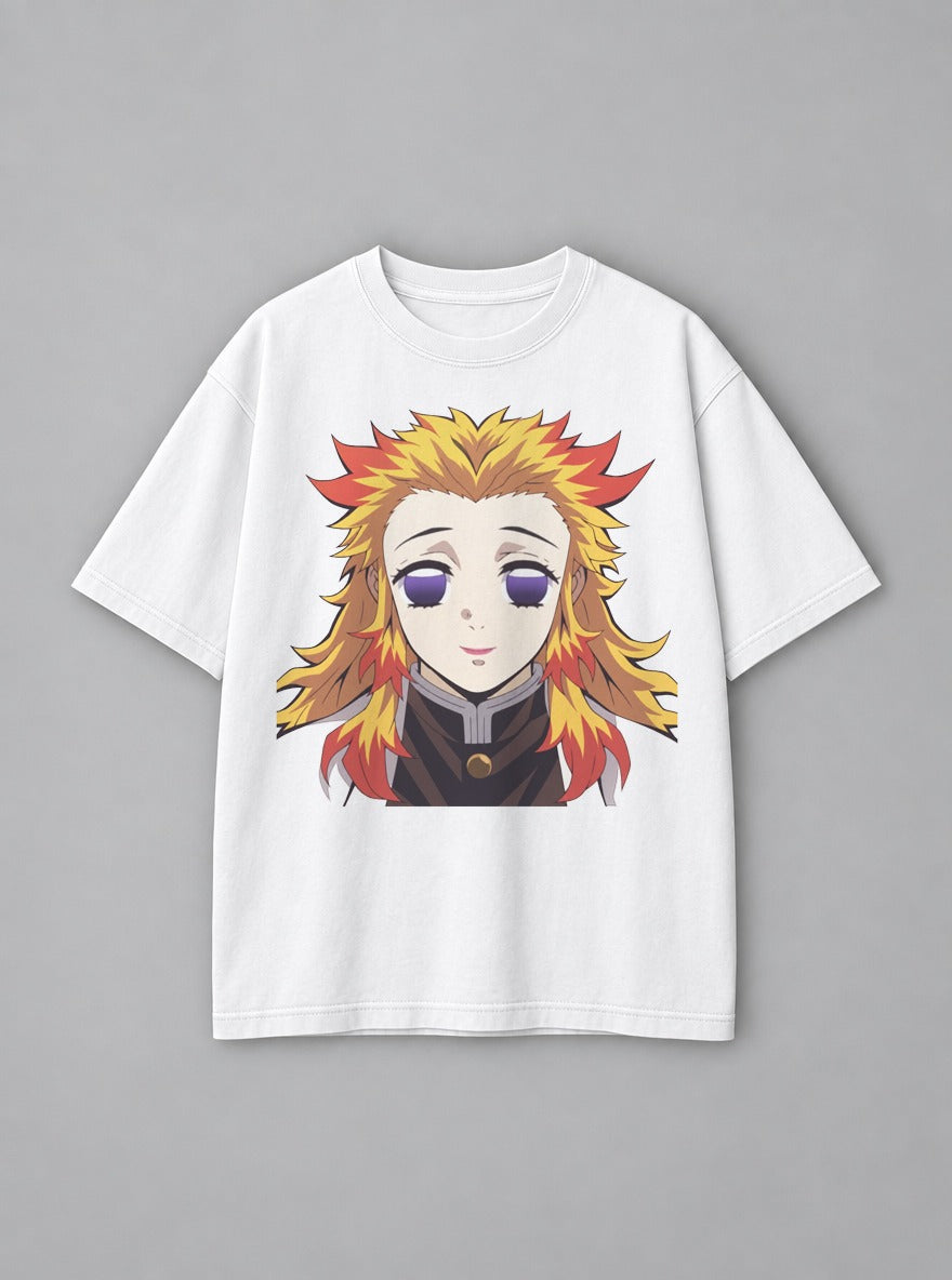 Soft Rengoku – White Tee – mockup | Demon Slayer