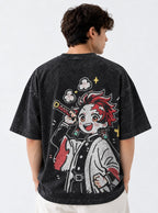 Tanjiro Chibi – Black T-Shirt – model shot | Demon Slayer