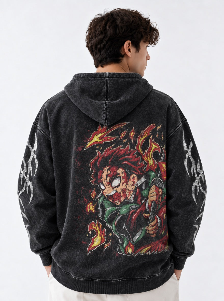 Tanjiro Inferno – Hoodie – model shot | Demon Slayer