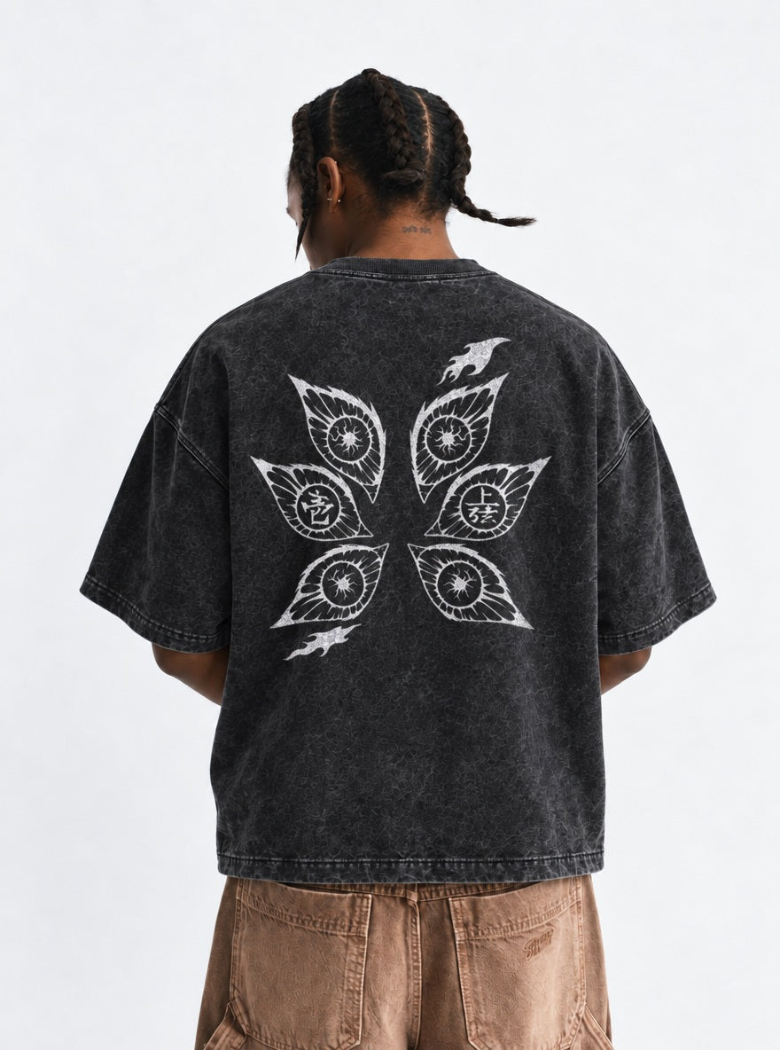 Six Eyes – Black T-Shirt – model shot | Demon Slayer