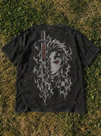 Tanjiro Blade – Black T-Shirt – flat-lay | Demon Slayer