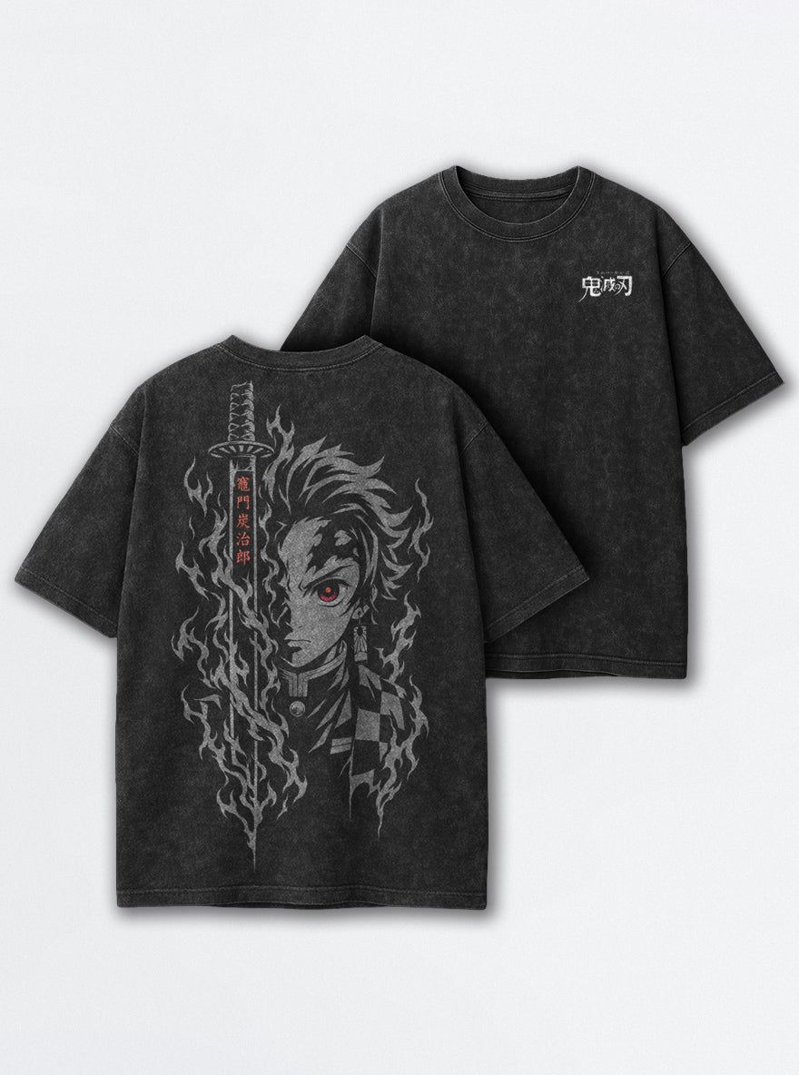 Tanjiro Blade – Black T-Shirt – mockup | Demon Slayer