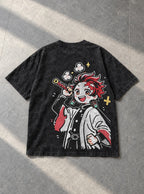 Tanjiro Chibi – Black T-Shirt – flat-lay | Demon Slayer