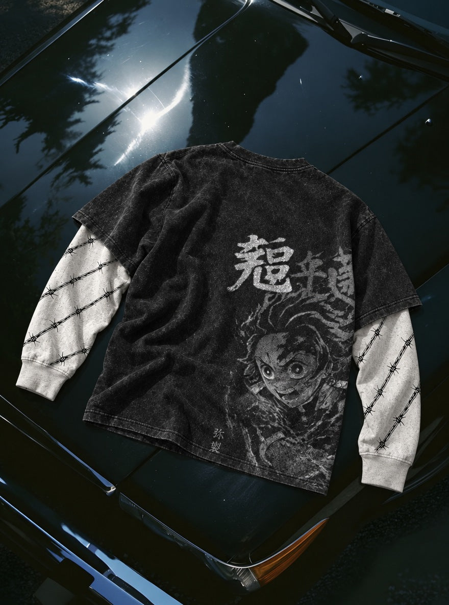 Tanjiro Mono – Double Sleeves – flat-lay | Demon Slayer