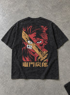Tanjiro Red – Black T-Shirt – flat-lay | Demon Slayer