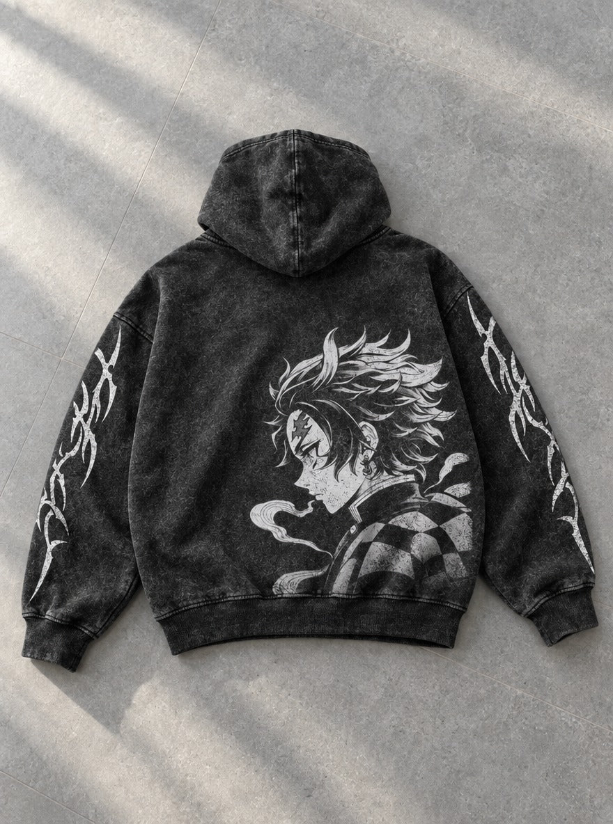 Tanjiro Resolve – Hoodie – flat-lay | Demon Slayer