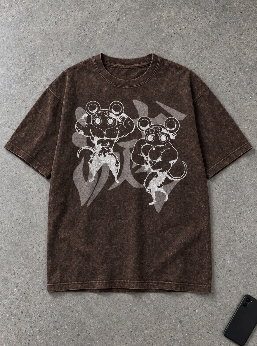 Tengen's Mice – Brown T-Shirt – flat-lay | Demon Slayer