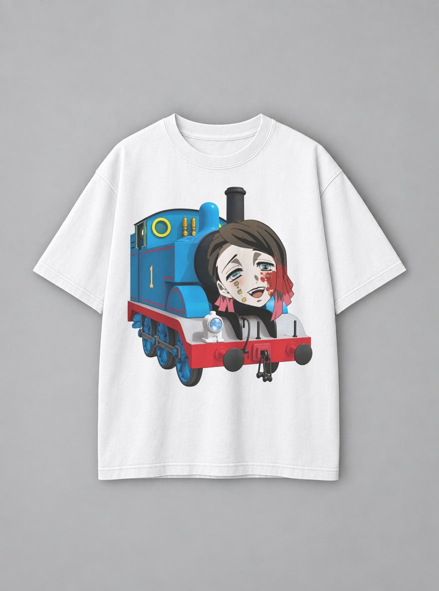Thomas the Demon Engine – White Tee – mockup | Demon Slayer