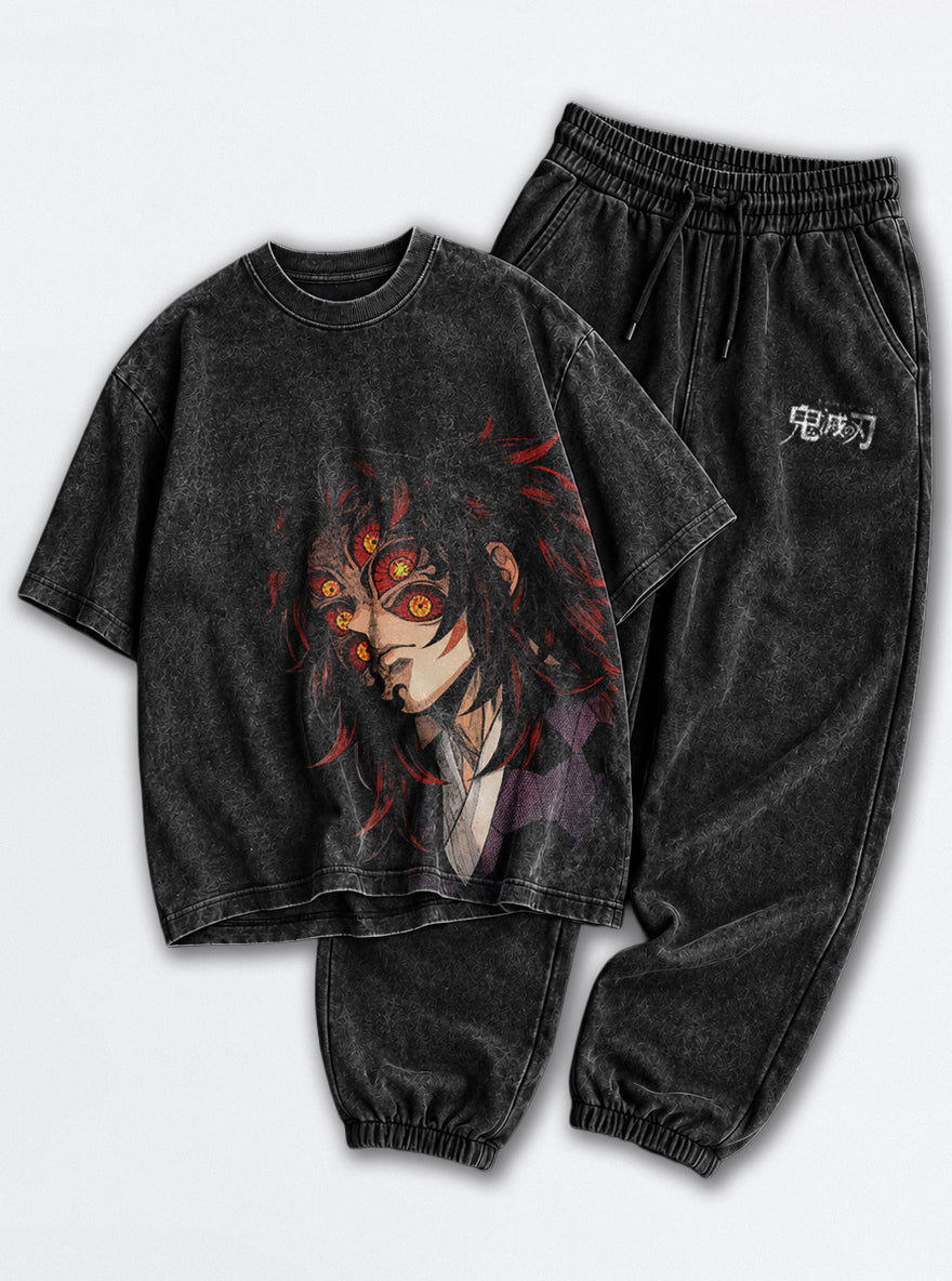 Black Tee & Joggers Combo – Kokushibo Gaze – mockup | Demon Slayer