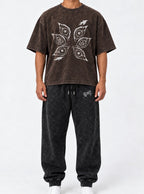 Brown Tee & Joggers Combo – Six Eyes – model shot | Demon Slayer