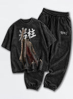 Cool Black Tee & Joggers Combo – Stone Pillar – mockup | Demon Slayer