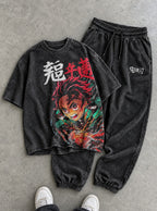 Slayers Tee & Joggers Combo – Tanjiro Blaze – flat-lay | Demon Slayer