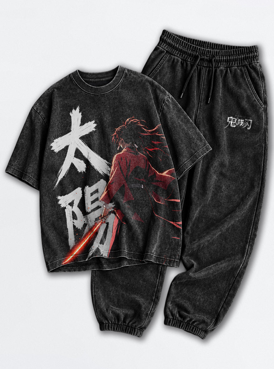 Upper Ranks Tee & Joggers Combo – Yoriichi Sun – mockup | Demon Slayer
