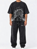 Upper Ranks Tee & Joggers Combo – Doma Smile – model shot | Demon Slayer