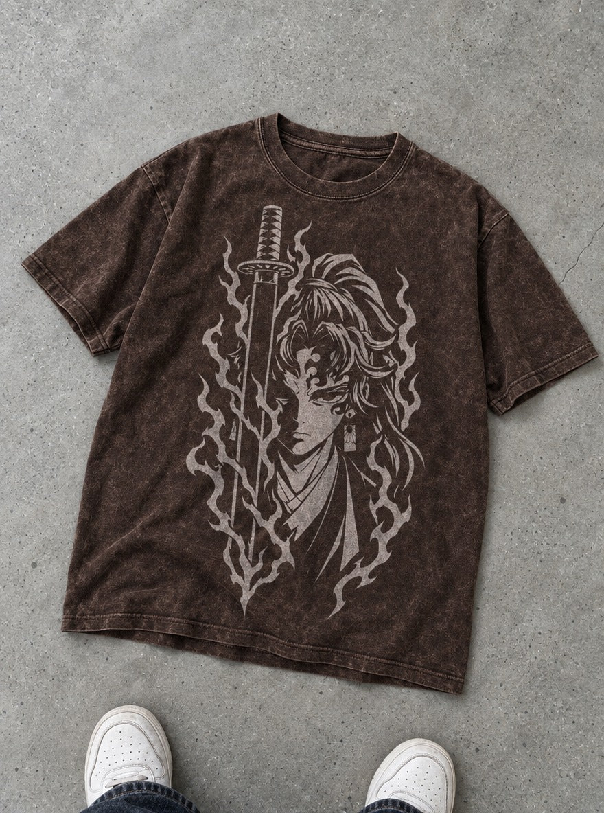 Yoriichi Blade – Brown T-Shirt – flat-lay | Demon Slayer