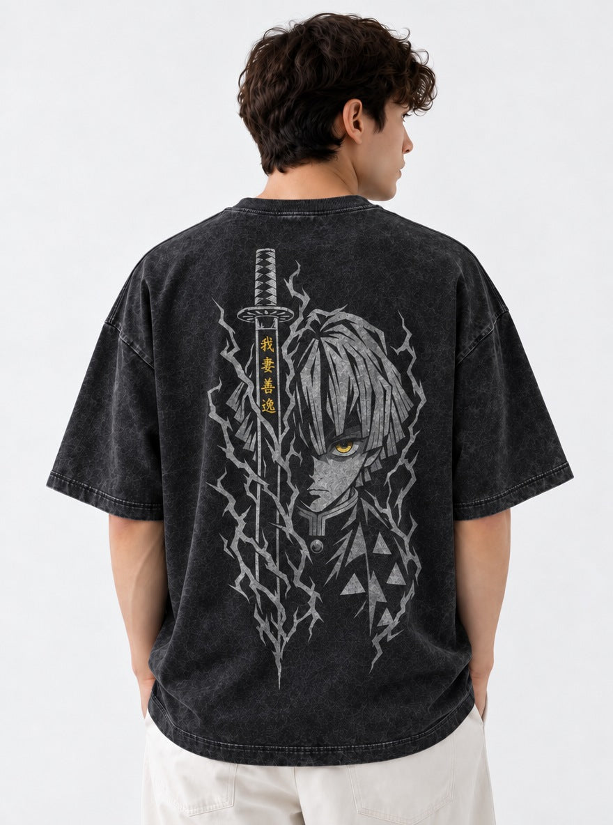 Zenitsu Blade – Black T-Shirt – model shot | Demon Slayer