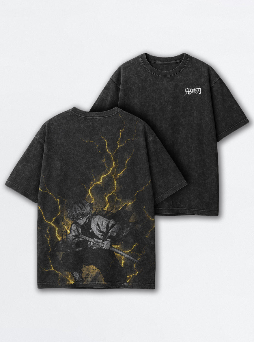 Zenitsu Thunderclap – Black T-Shirt – mockup | Demon Slayer