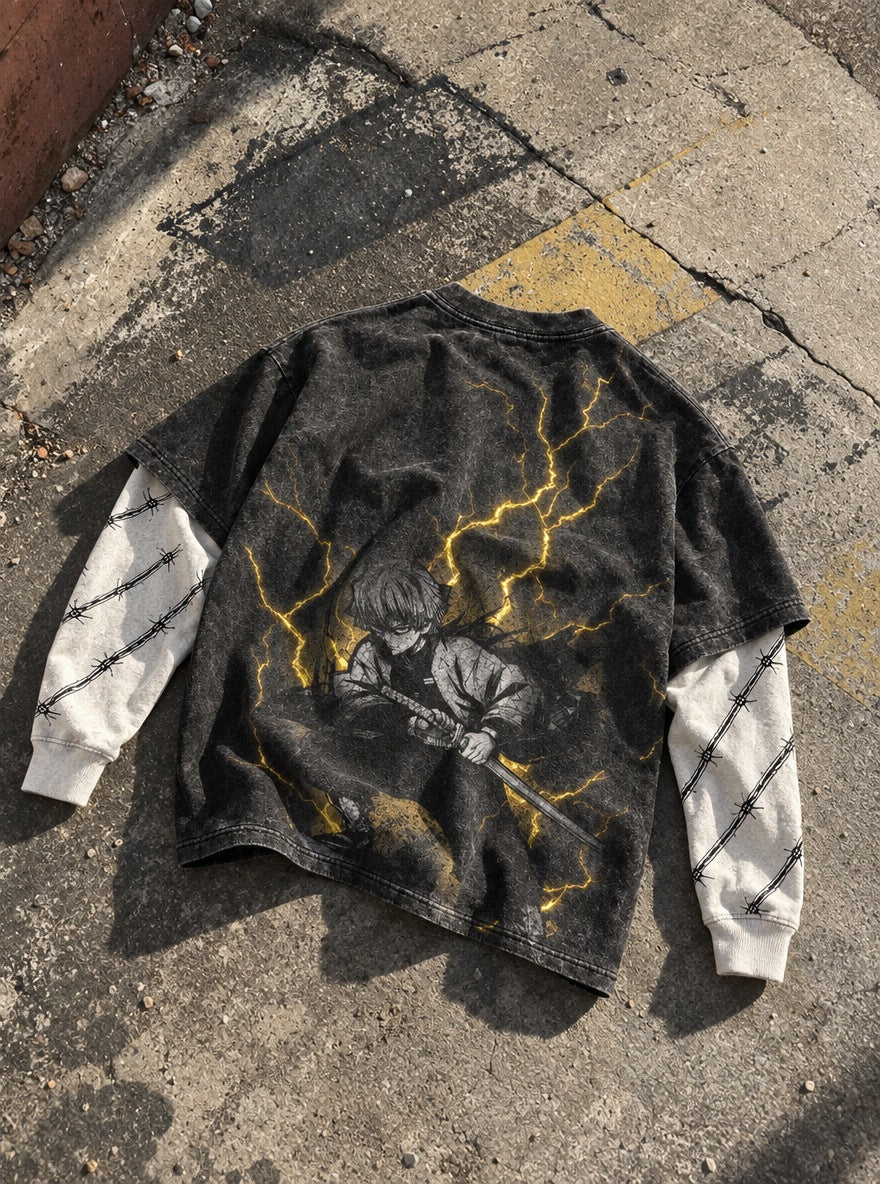 Zenitsu Thunderclap – Double Sleeves – flat-lay | Demon Slayer
