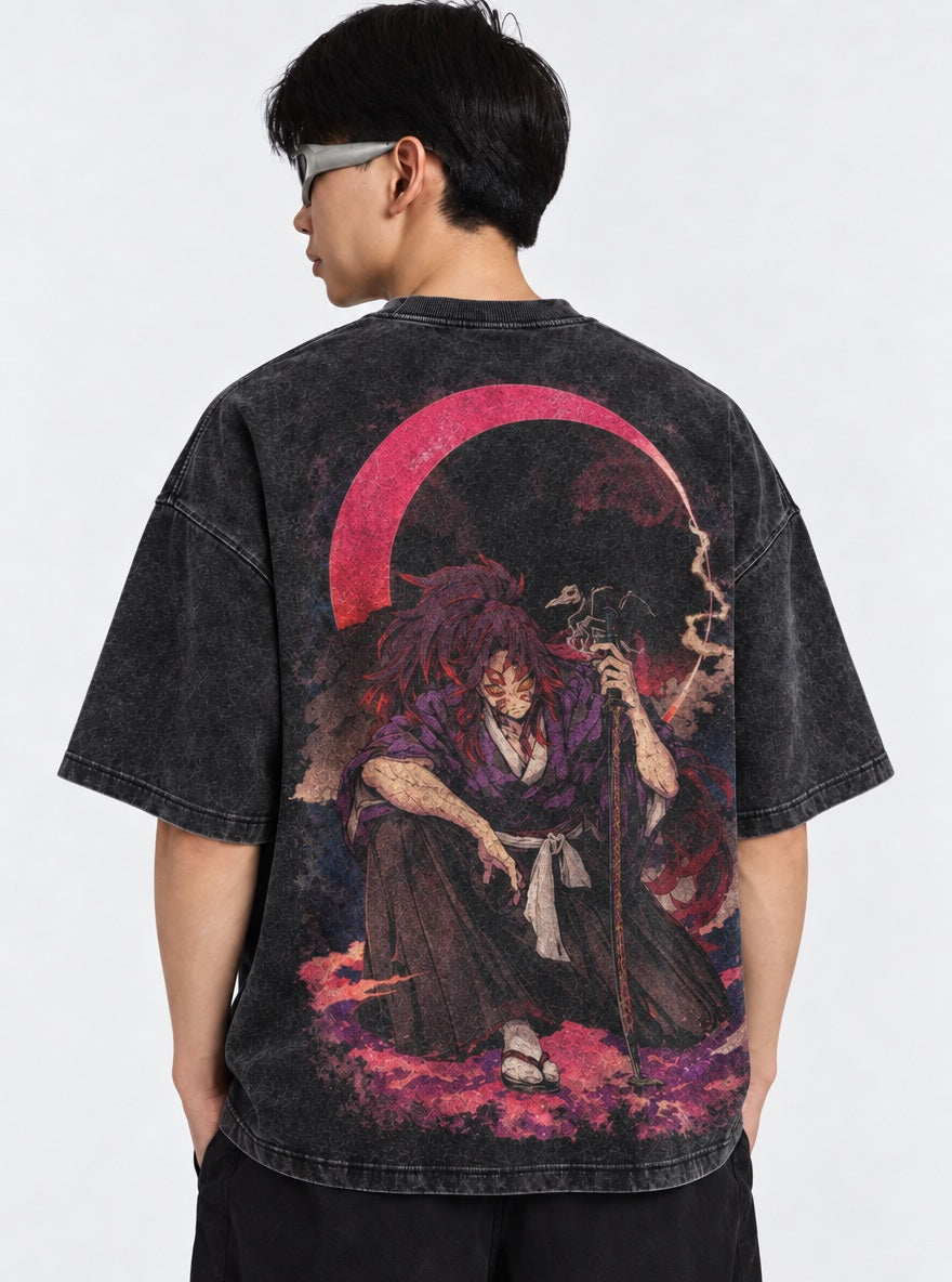 Moonlit Blade – Black T-Shirt – model shot | Demon Slayer