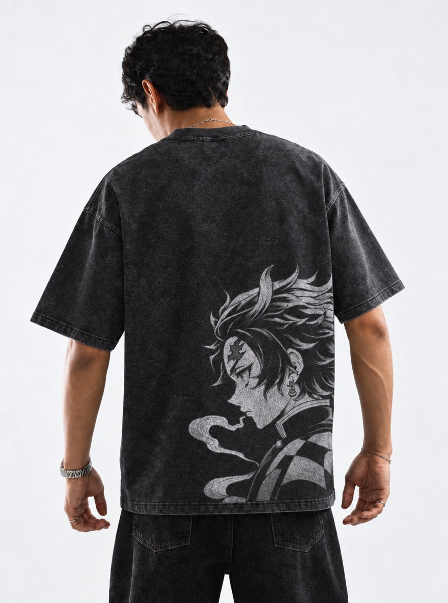 Tanjiro Resolve – Black T-Shirt – model shot | Demon Slayer