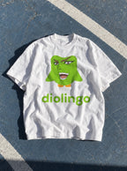Dio Lingo – White Tee – flat-lay | Meme Tees